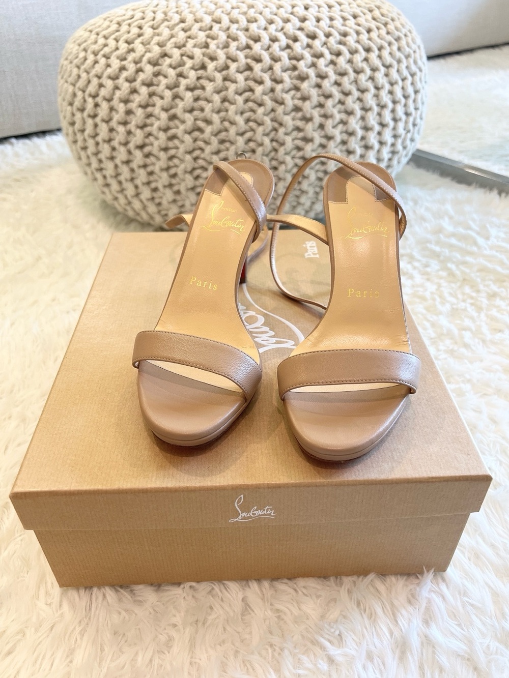 Christian Louboutin Nude Slingback Heels Sandals 100 - Picture 2 of 11